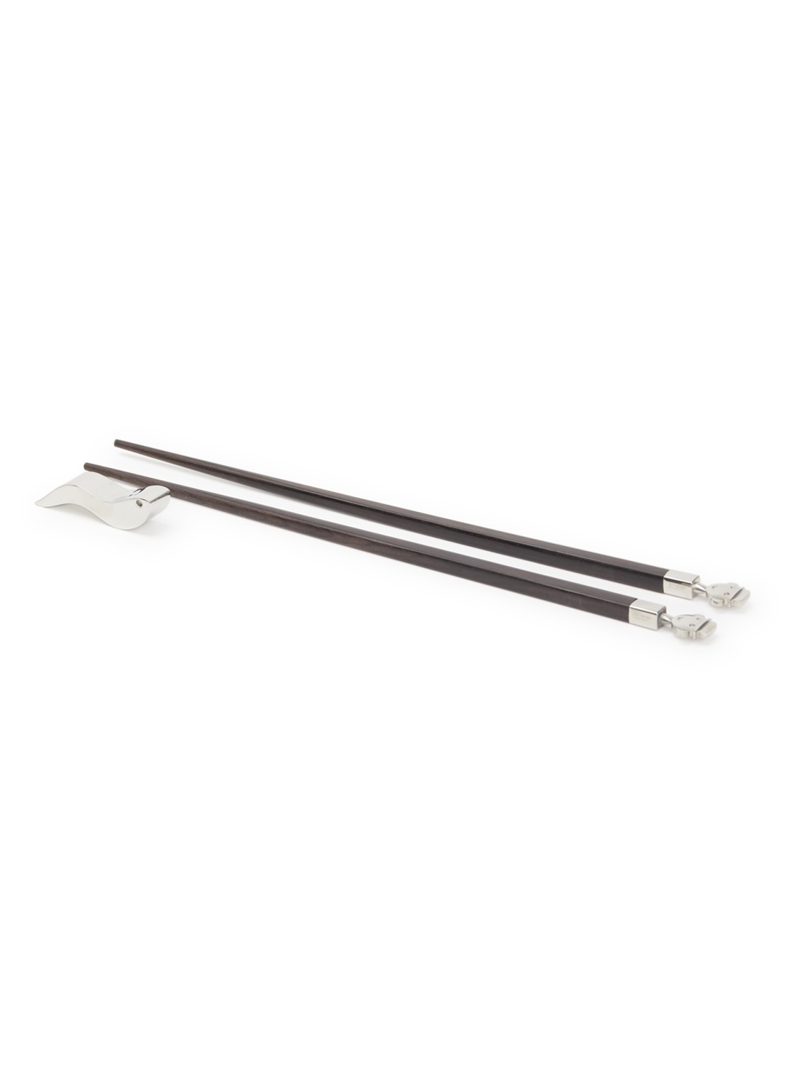 Alessi Alessandro eetstokjes met houder set 3-delig - voorkant donkerbruin