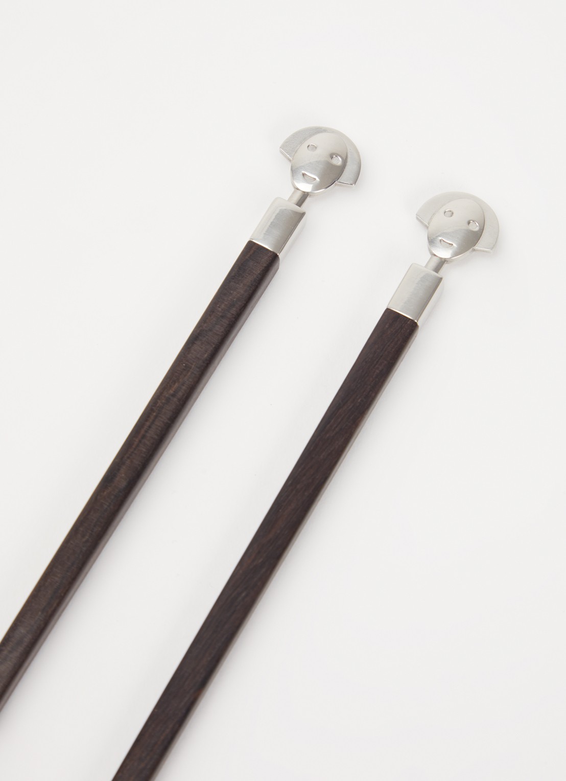 Alessi Anna eetstokjes met houder set 3-delig - voorkant 2 donkerbruin