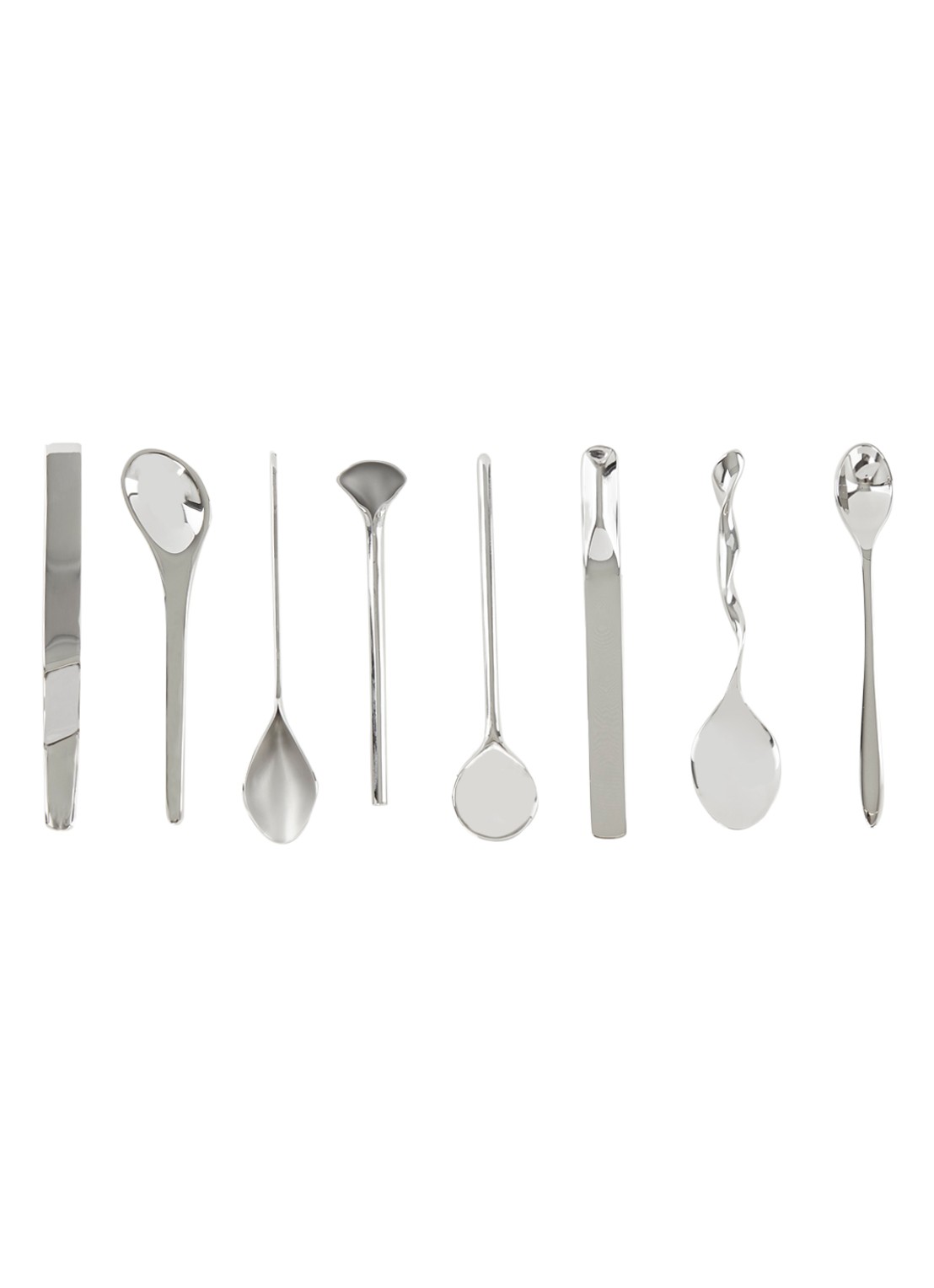 Alessi Koffielepel set van 8 - voorkant zilver