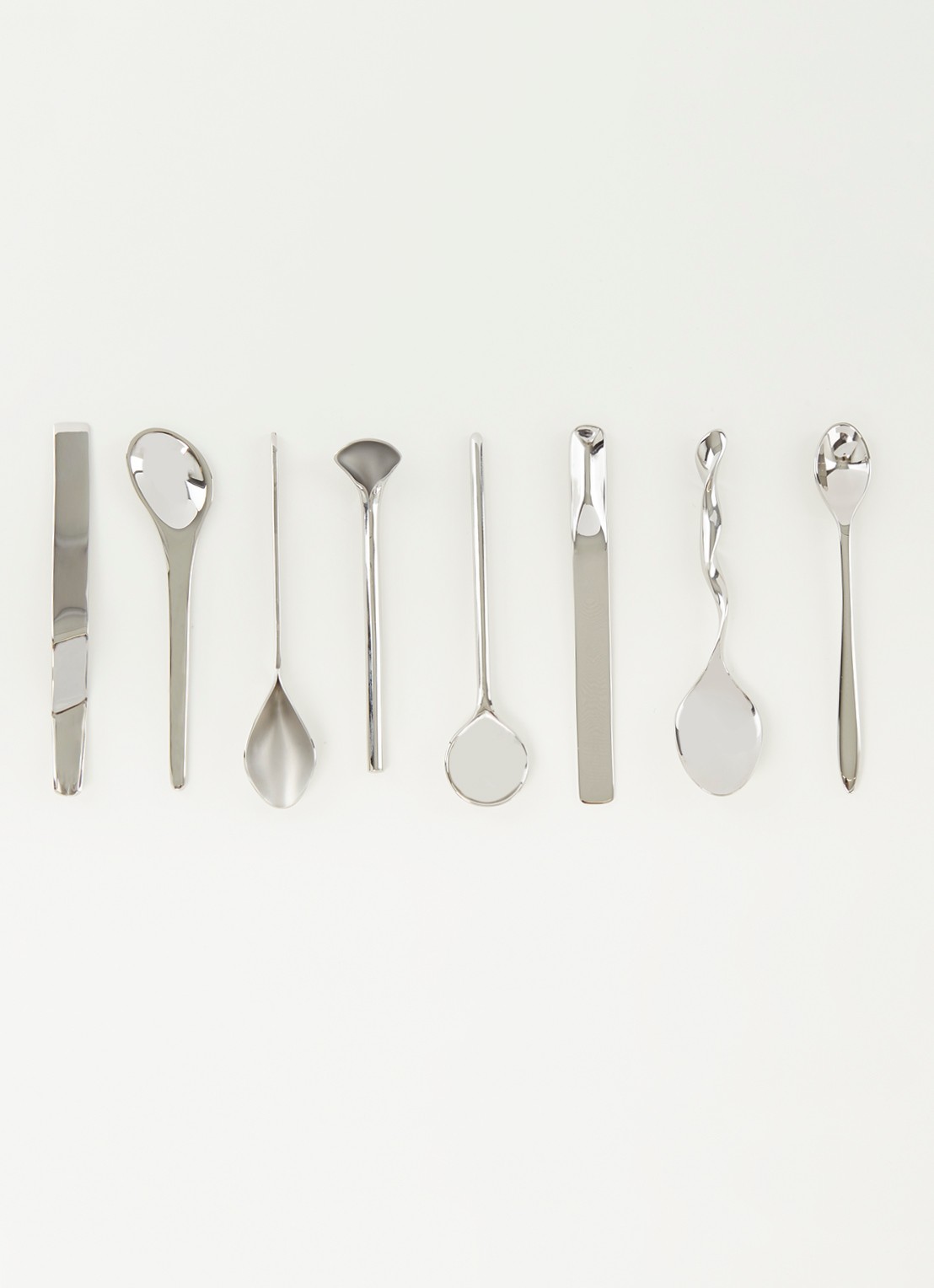 Alessi Koffielepel set van 8 - voorkant 2 zilver