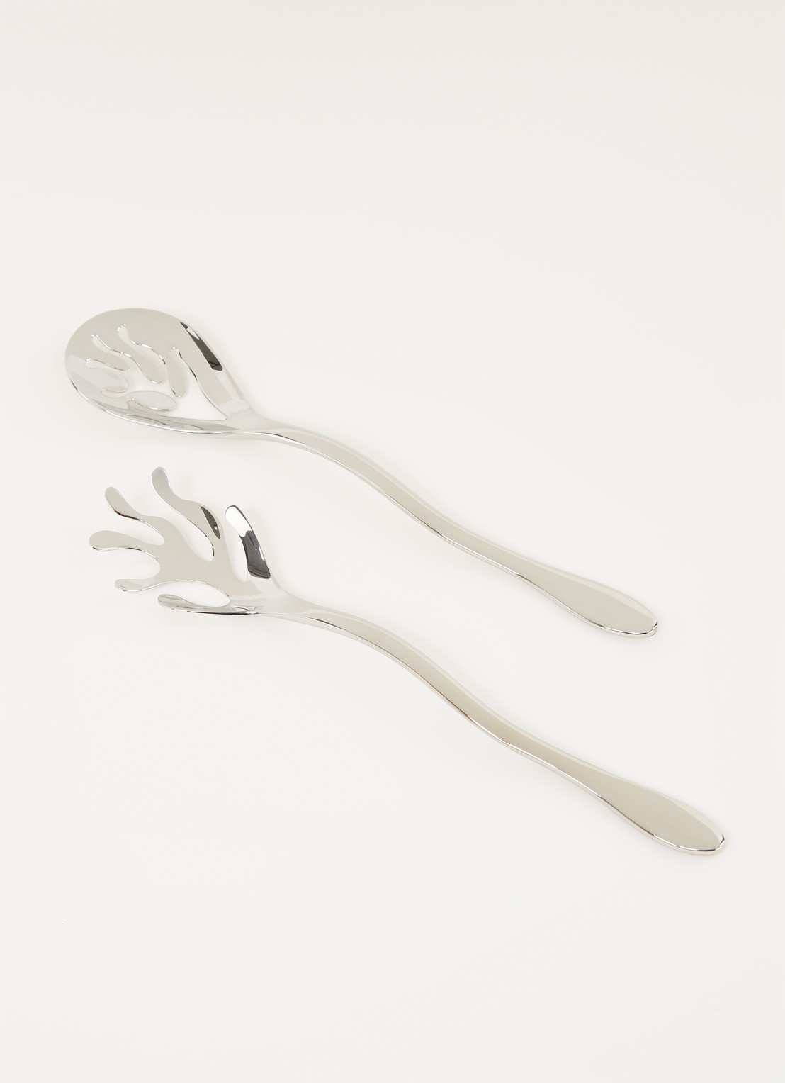 Alessi Mediterraneo saladebestek set van 2 - voorkant 3 zilver