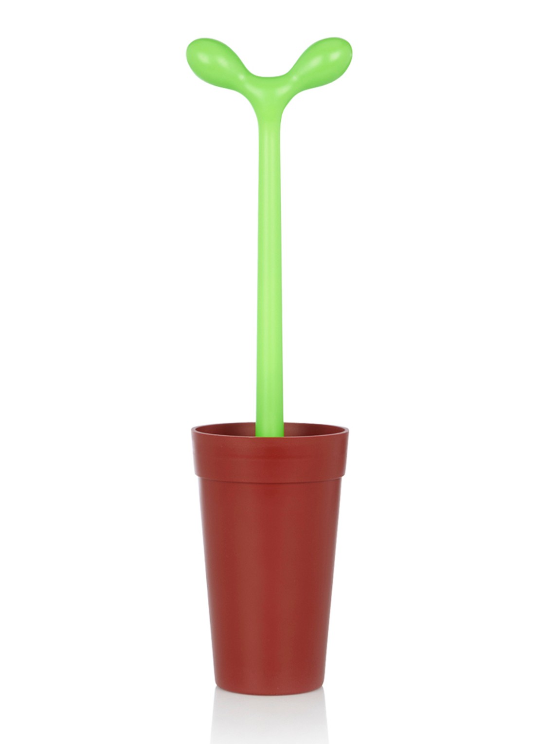 Alessi Merdolino toiletborstel met houder - voorkant cognac