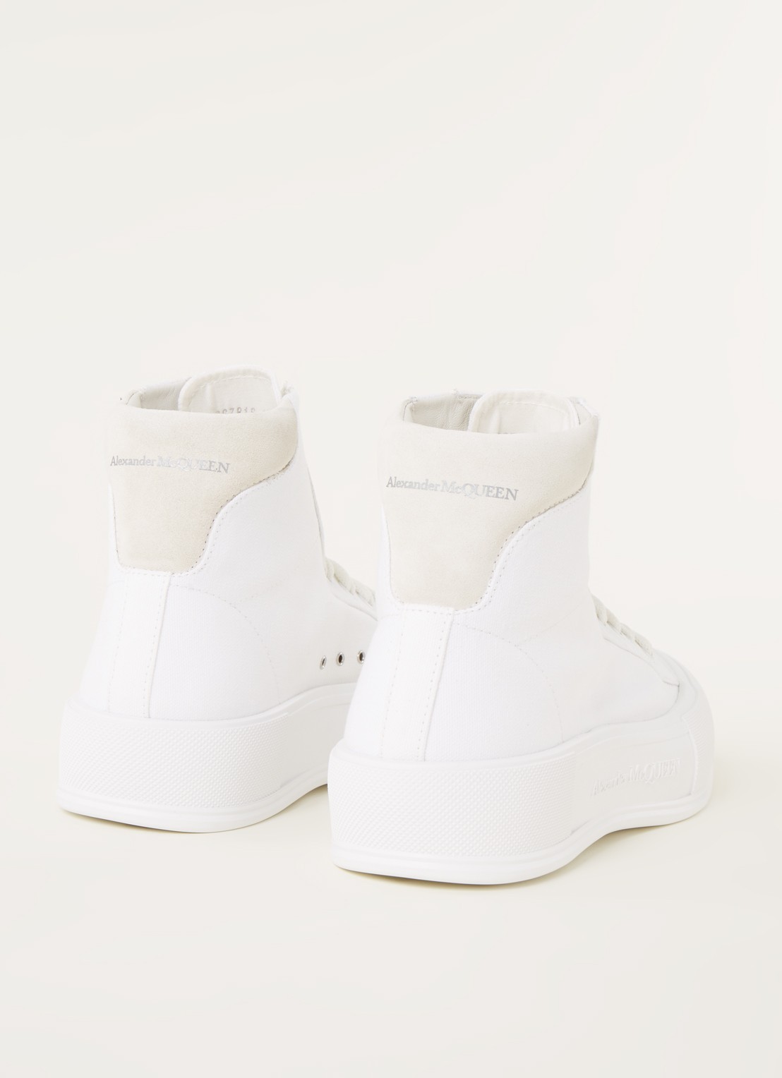 Alexander McQueen Deck Plimsoll sneaker van canvas met suède details - detail 4 gebroken wit