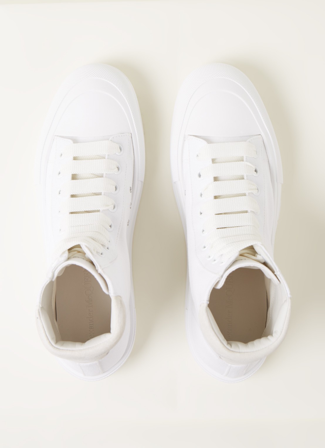 Alexander McQueen Deck Plimsoll sneaker van canvas met suède details - detail 5 gebroken wit