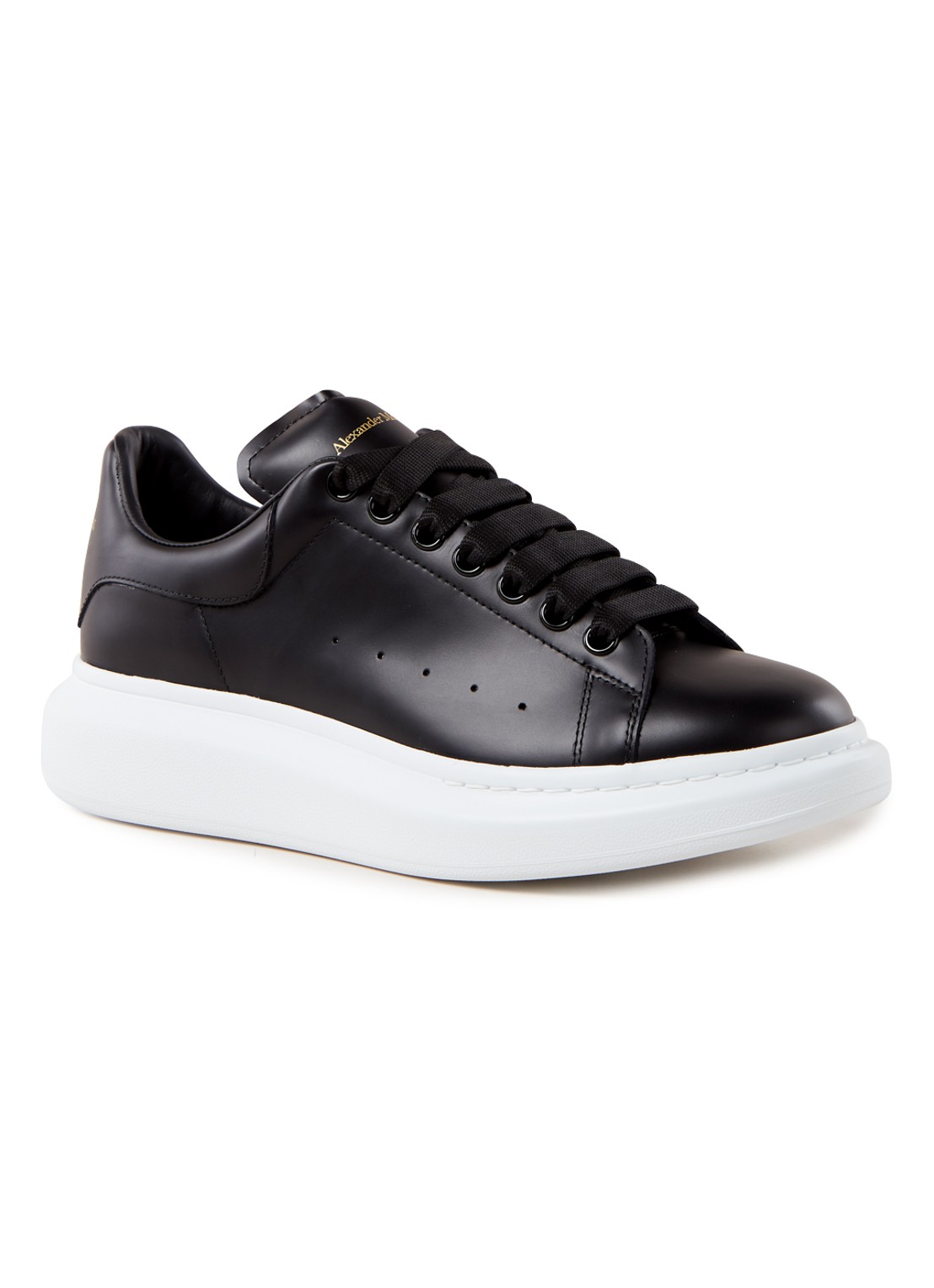 Alexander McQueen Oversized sneaker van kalfsleer - voorkant zwart