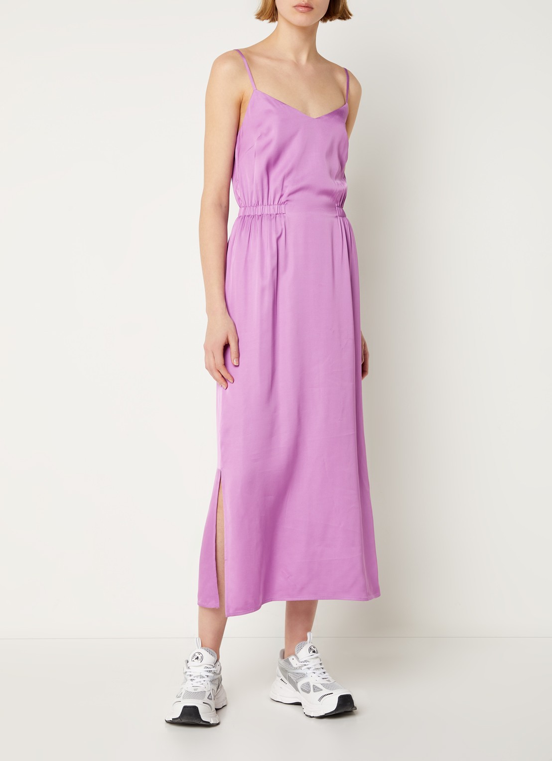 Aligne Francesca maxi jurk met rugdecolleté en stretch - voorkant 4 lila