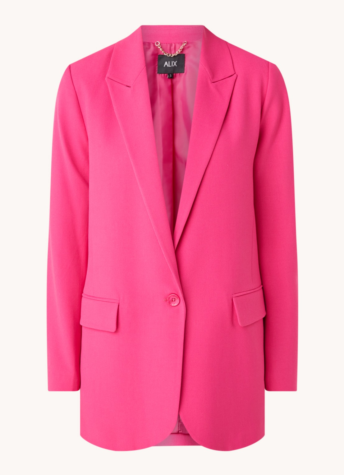 Alix The Label Longline blazer met klepzakken - voorkant 3 roze