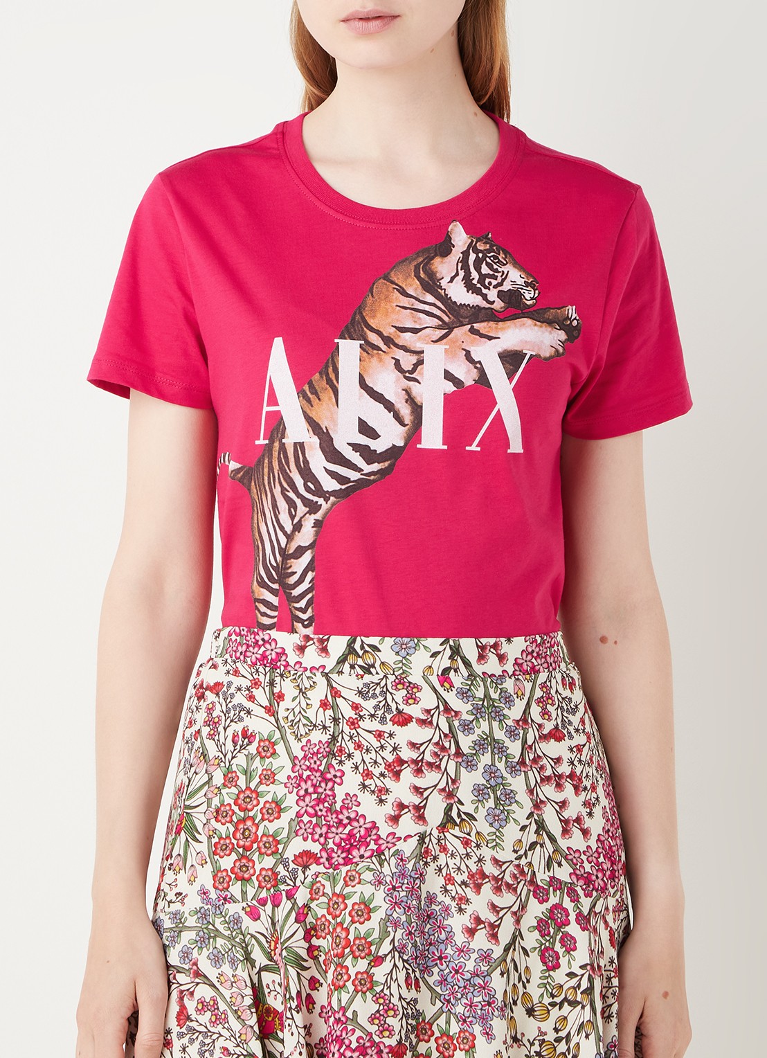 Alix The Label T-shirt met logoprint - detail donkerroze