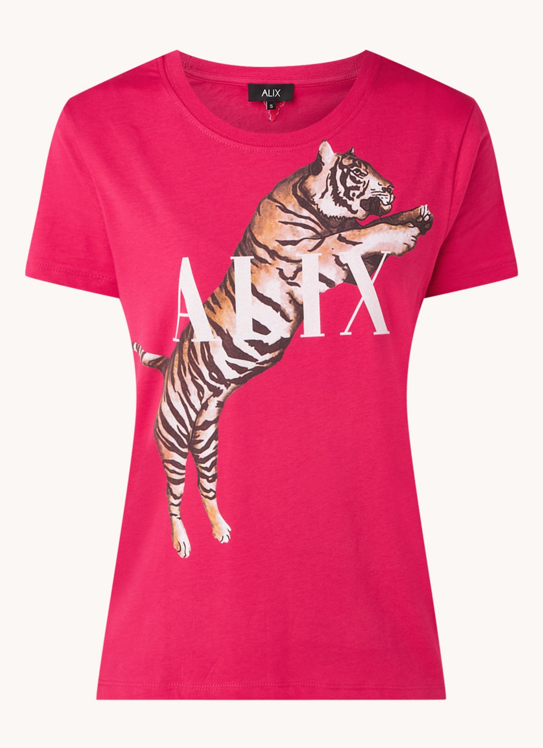 Alix The Label T-shirt met logoprint - voorkant 3 donkerroze