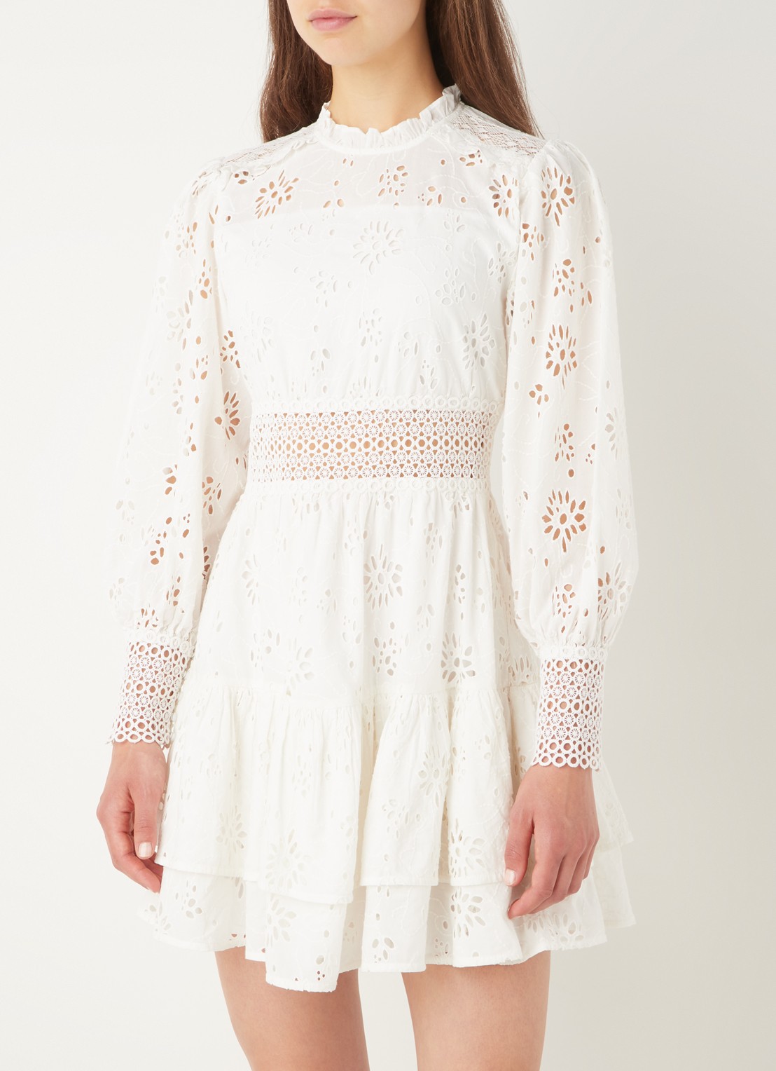 ALLSAINTS Annasia mini tuniekjurk van broderie - detail 4 wit