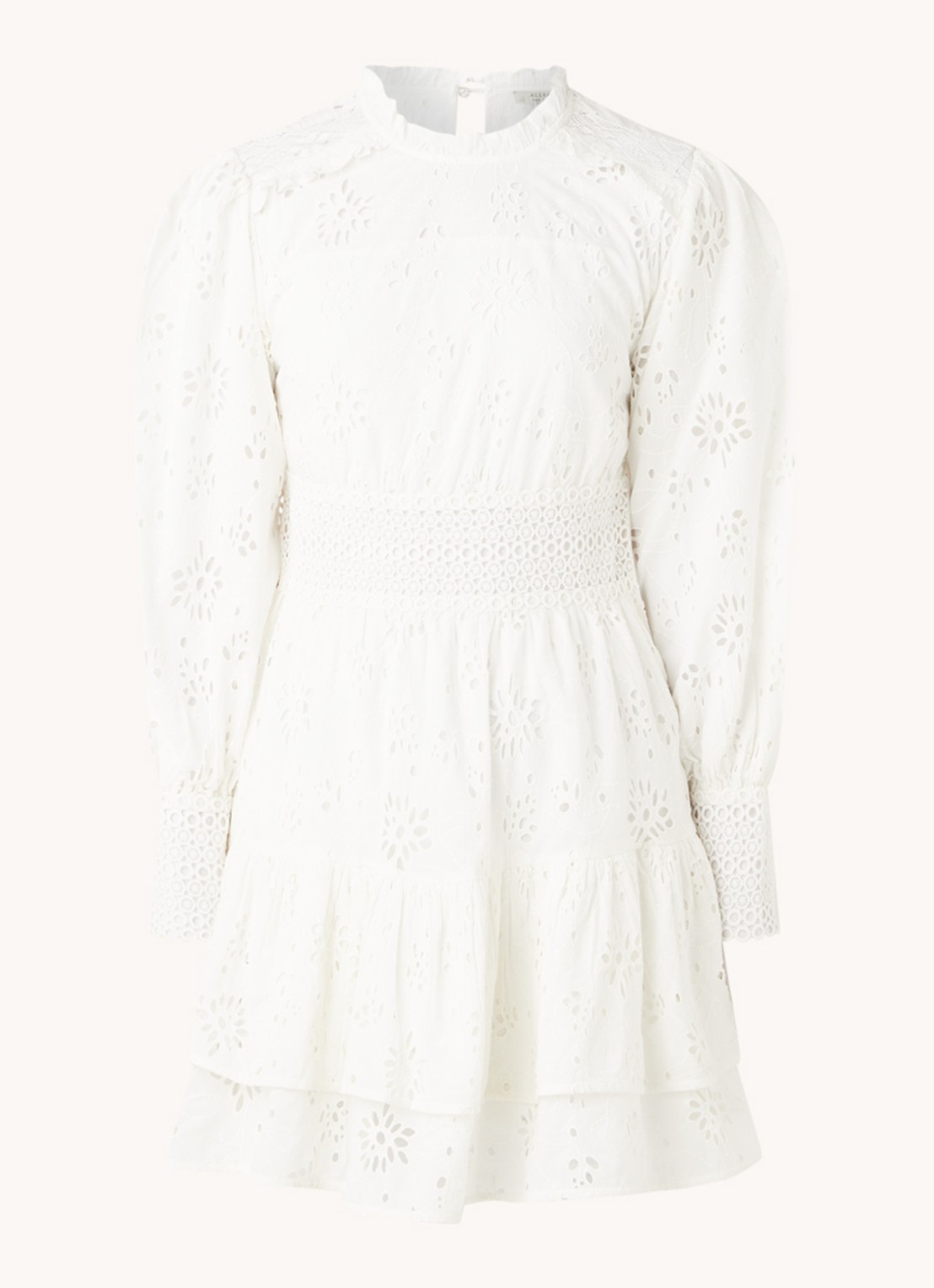 ALLSAINTS Annasia mini tuniekjurk van broderie - voorkant wit