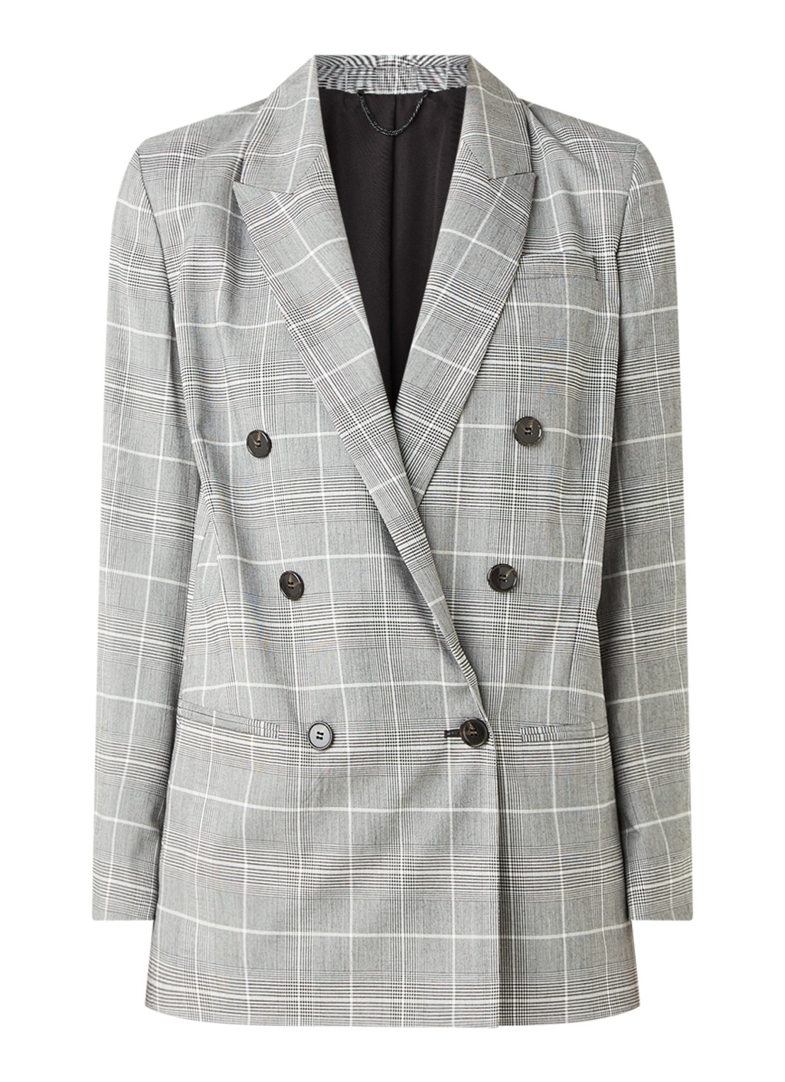 ALLSAINTS Astrid double-breasted blazer met ruitdessin - voorkant 3 grijs