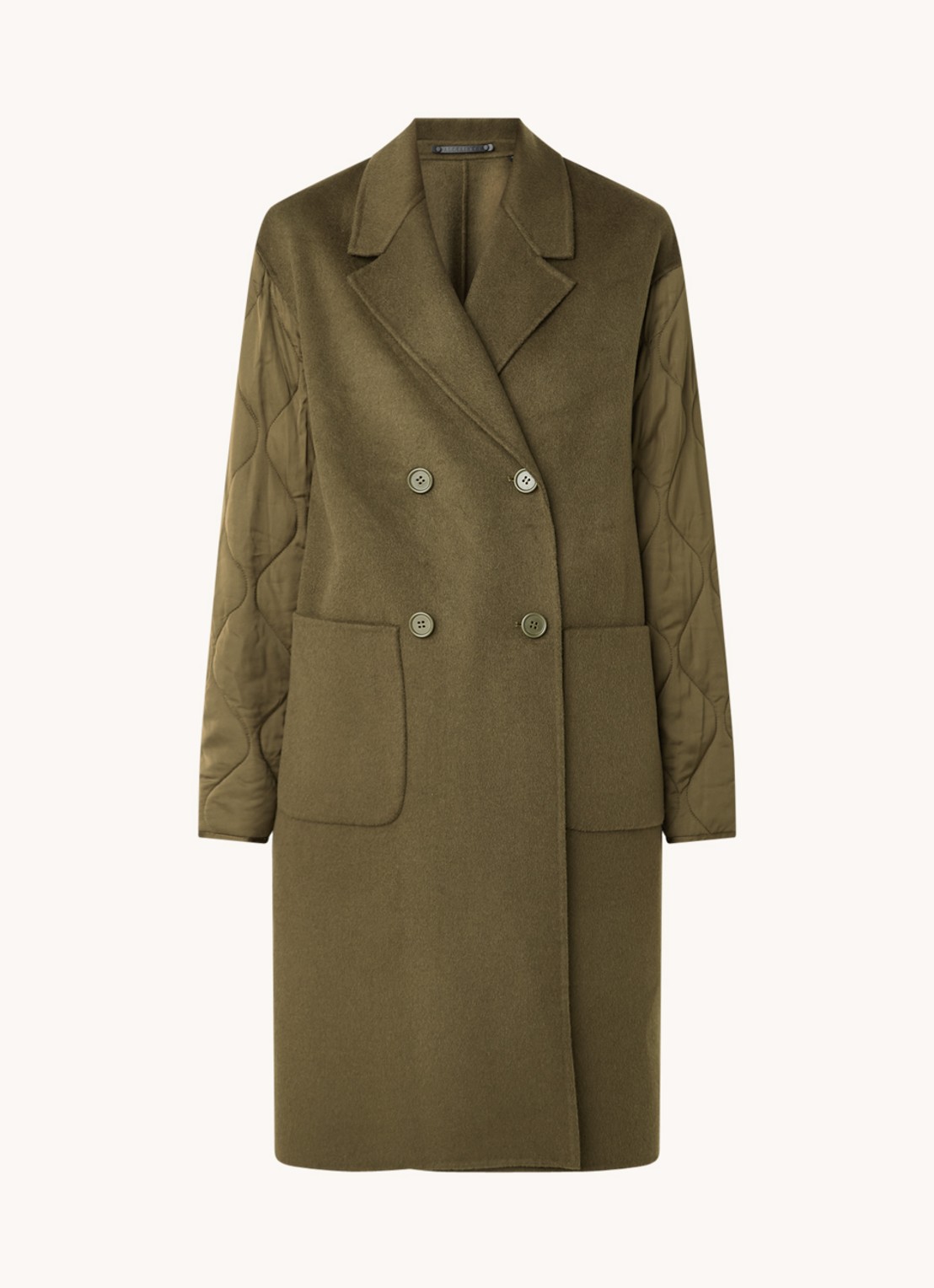 ALLSAINTS Florence mantel in wolblend - voorkant bronsgroen