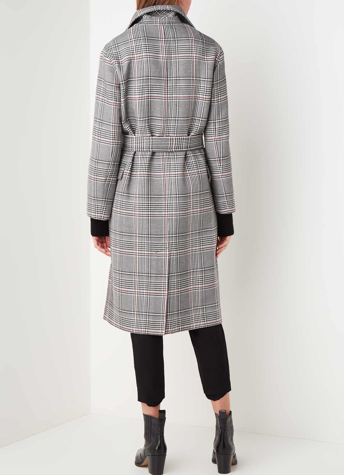 ALLSAINTS Tyla double-breasted trenchcoat met ruitdessin - achterkant 3 grijs