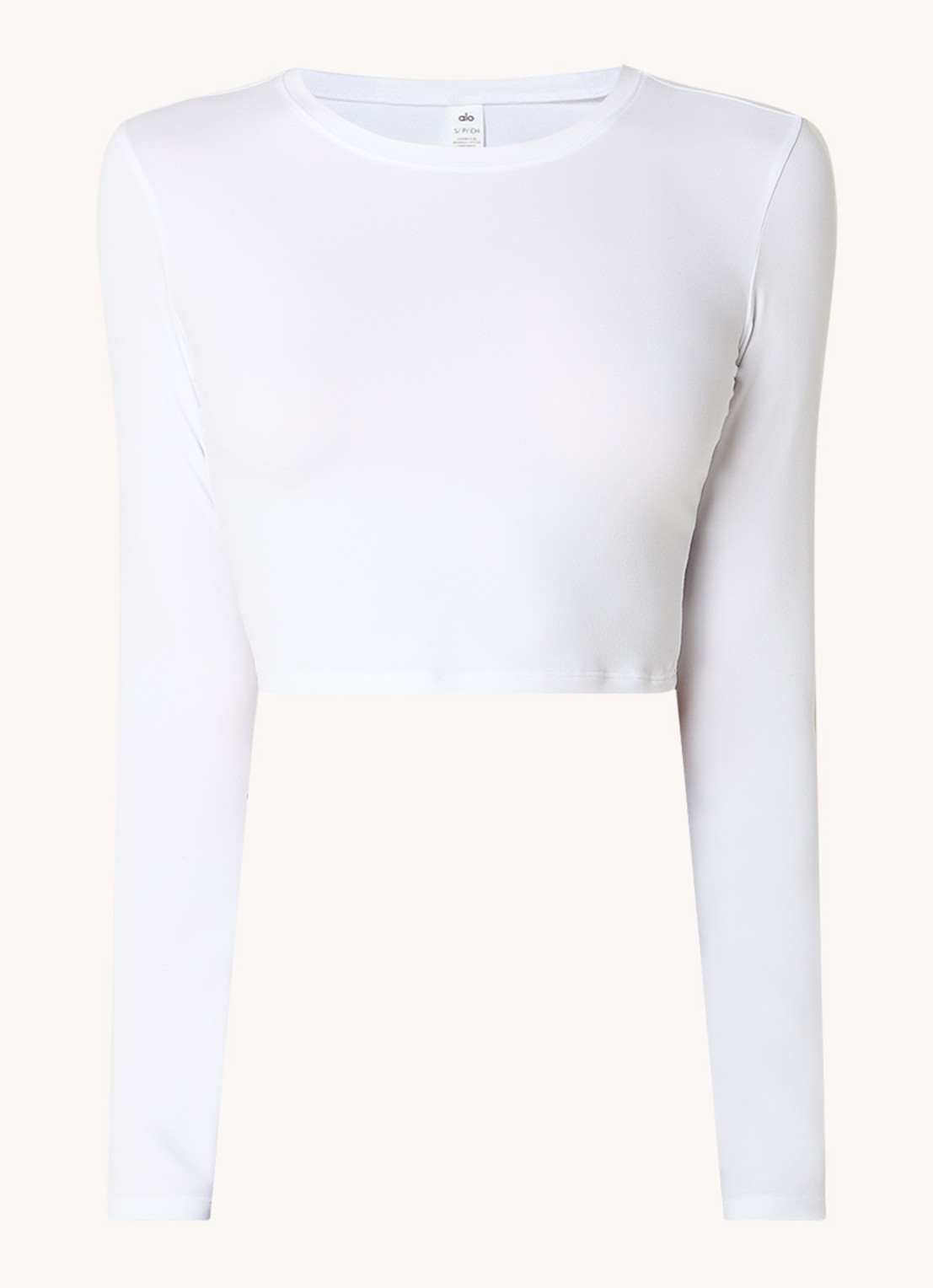 Alo Yoga Cropped trainings longsleeve met logo - voorkant 3 wit