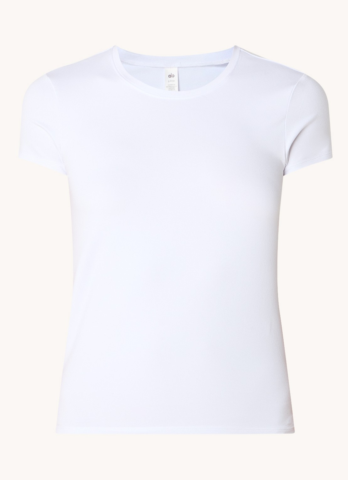 Alo Yoga Finesse trainings T-shirt met logo - voorkant 3 wit