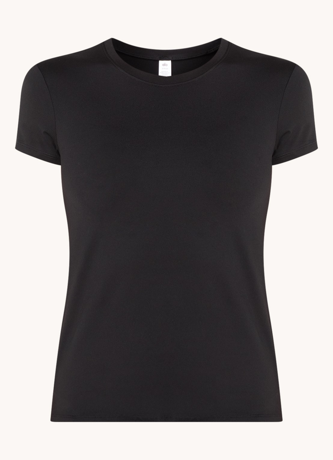 Alo Yoga Finesse trainings T-shirt met logo - voorkant 2 zwart