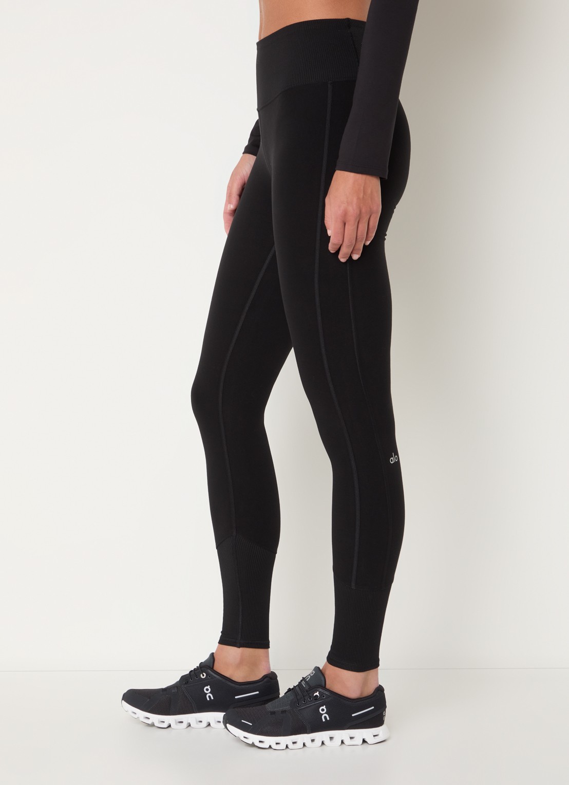 Alo Yoga High waist trainingslegging met logo - detail 2 zwart