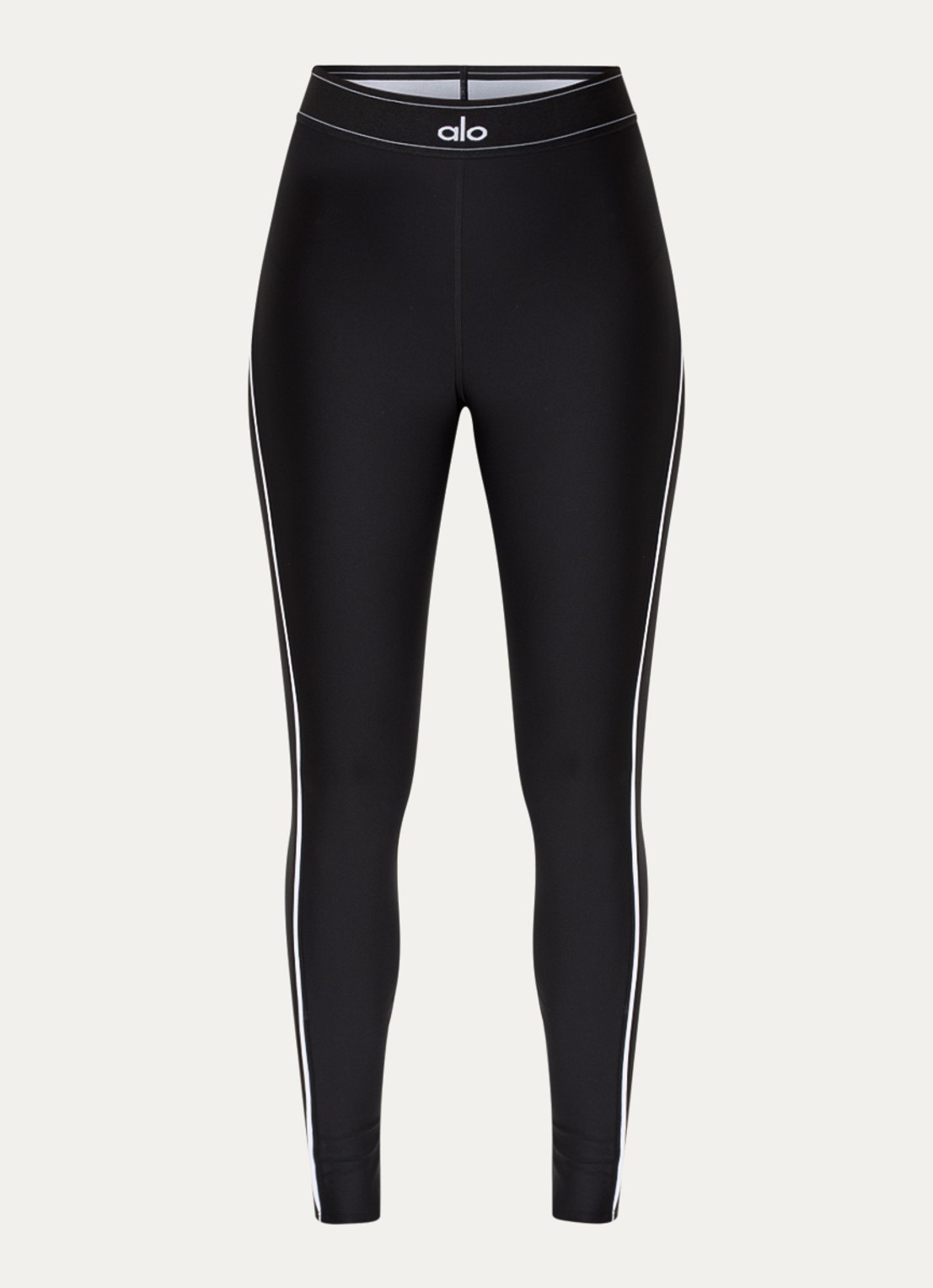 Alo Yoga High waist trainingslegging met logoband - voorkant zwart