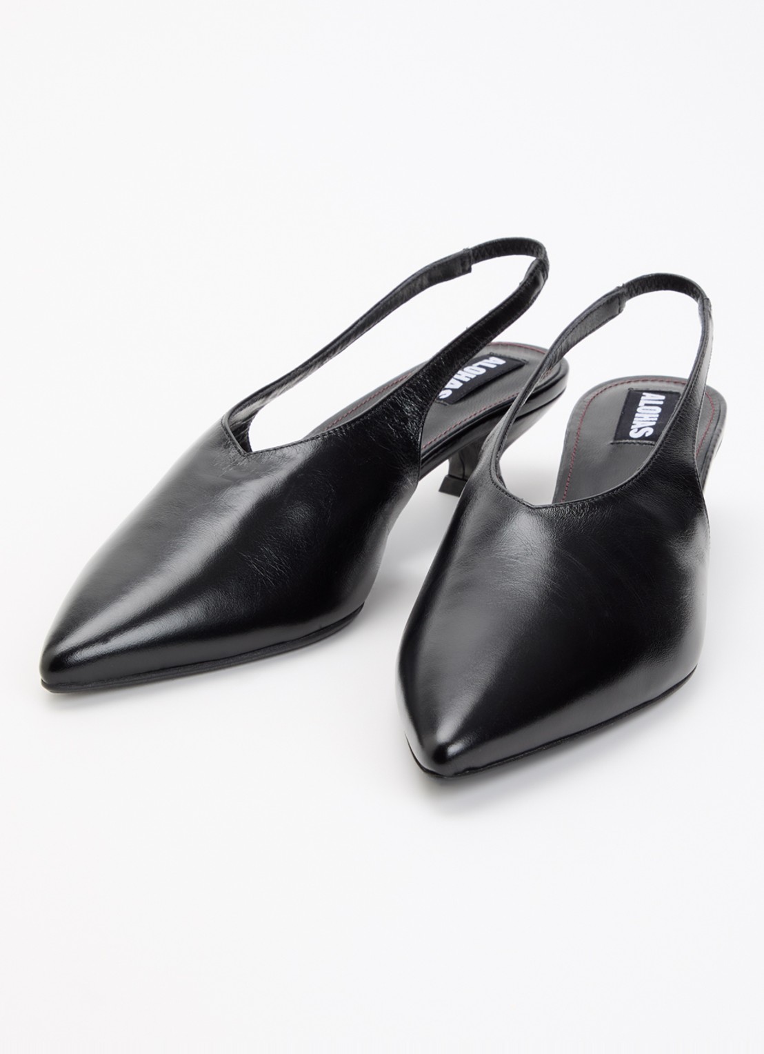 ALOHAS Eros sling-back van leer - detail zwart