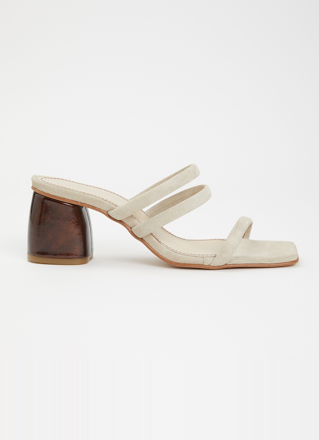 ALOHAS Indiana sandalette van suède - voorkant 2 lichtgrijs