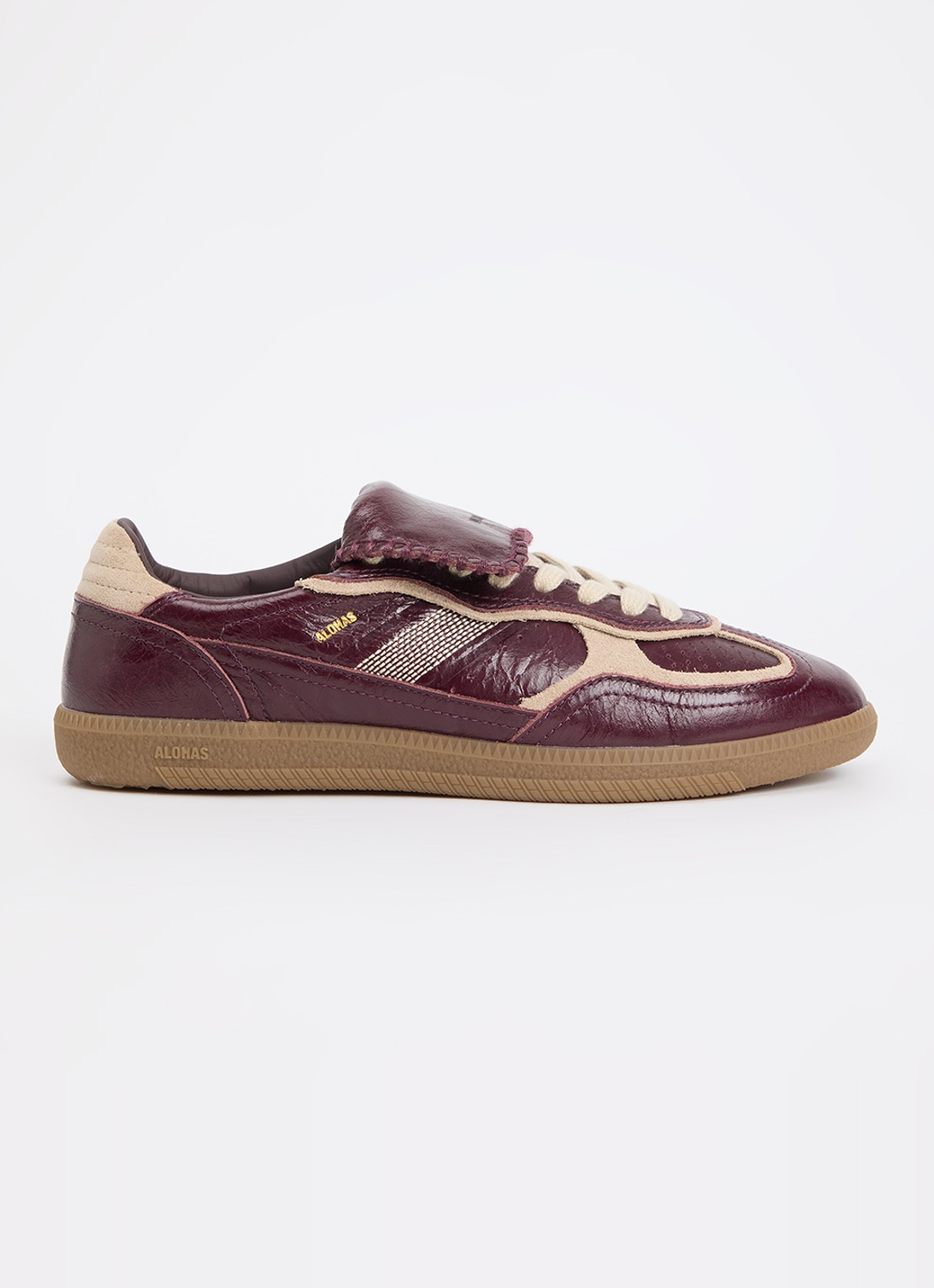 ALOHAS Tb.490 Club sneaker van lakleer met details van suède - voorkant 5 bordeauxrood