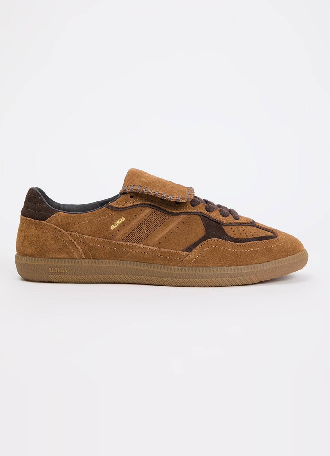 ALOHAS Tb.490 Club sneaker van suède - voorkant 5 cognac