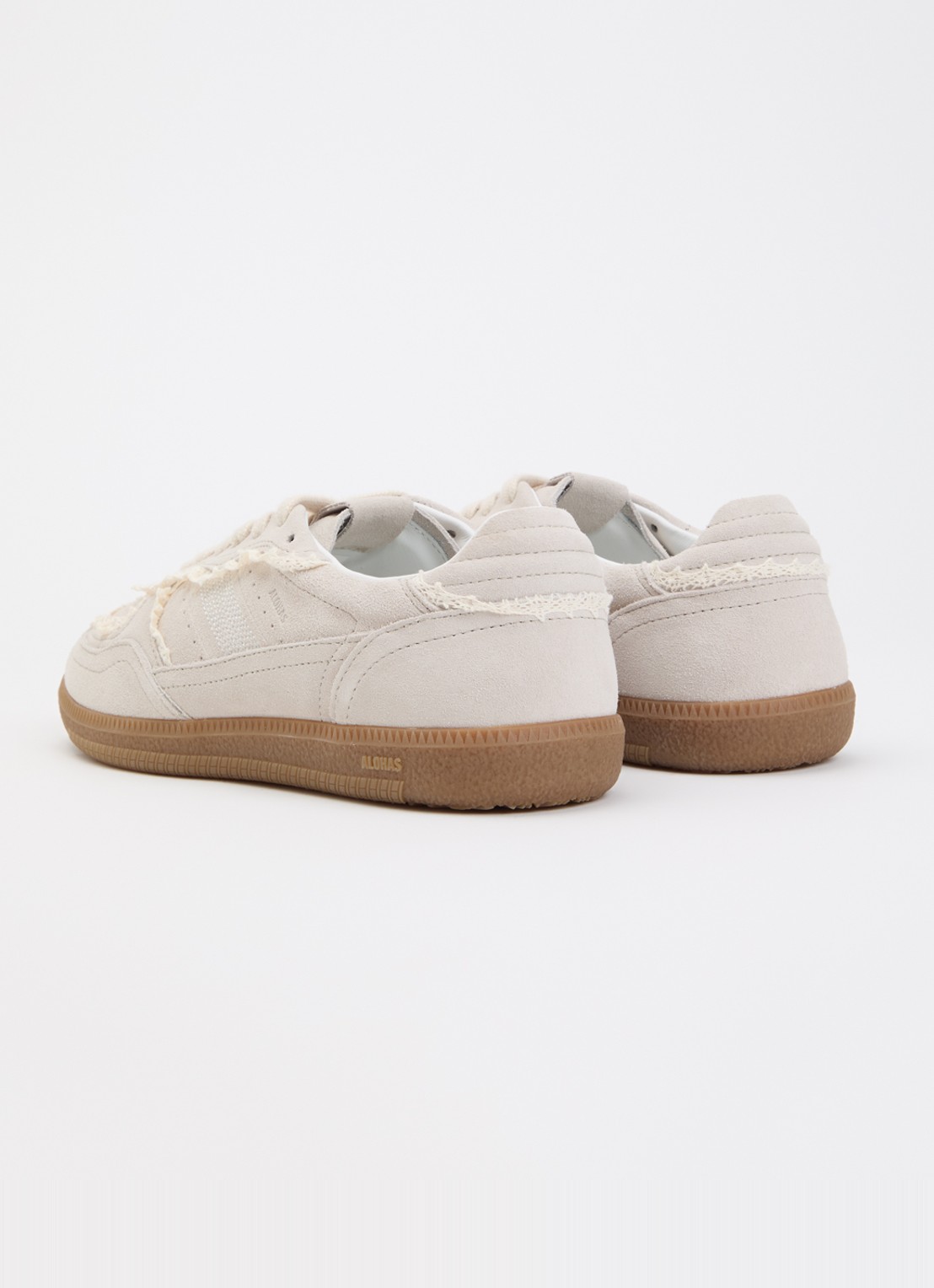 ALOHAS Tb.490 Crochet sneaker van suède met broderie - achterkant 2 creme