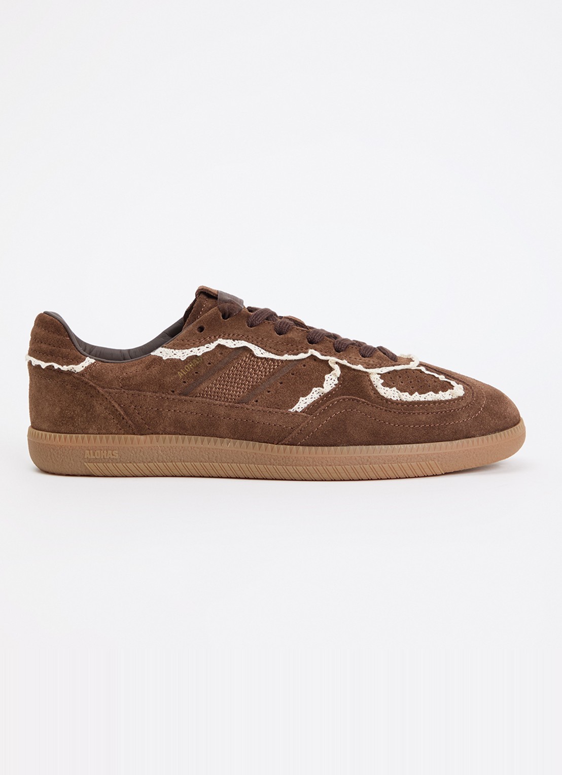 ALOHAS Tb.490 Crochet sneaker van suède met broderie - voorkant chocoladebruin