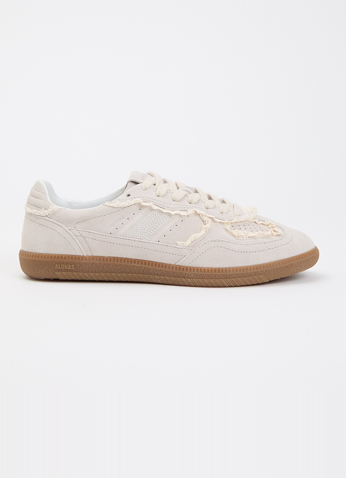 ALOHAS Tb.490 Crochet sneaker van suède - voorkant creme