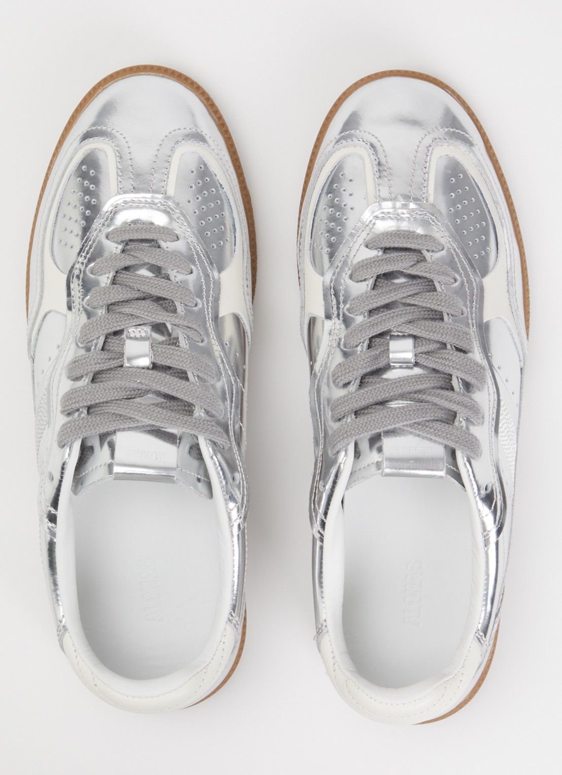 ALOHAS TB.490 Rife sneaker van leer met metallic finish - detail 2 zilver