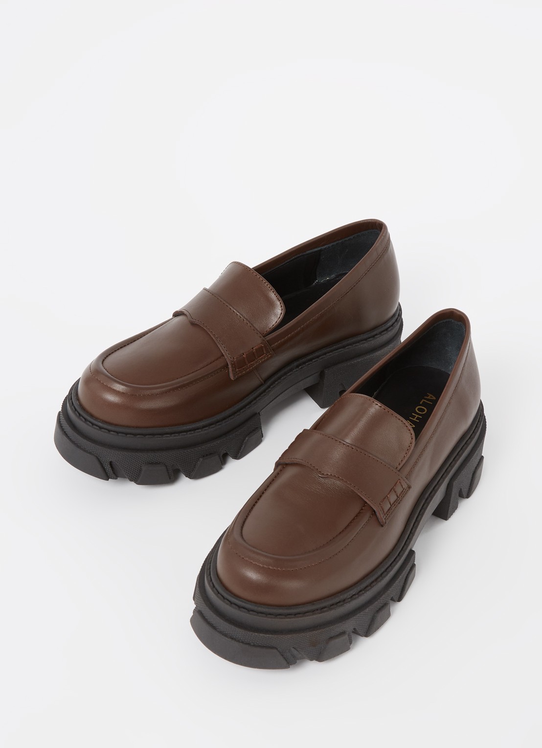 ALOHAS Trailblazer Chunky loafer van leer - detail donkerbruin