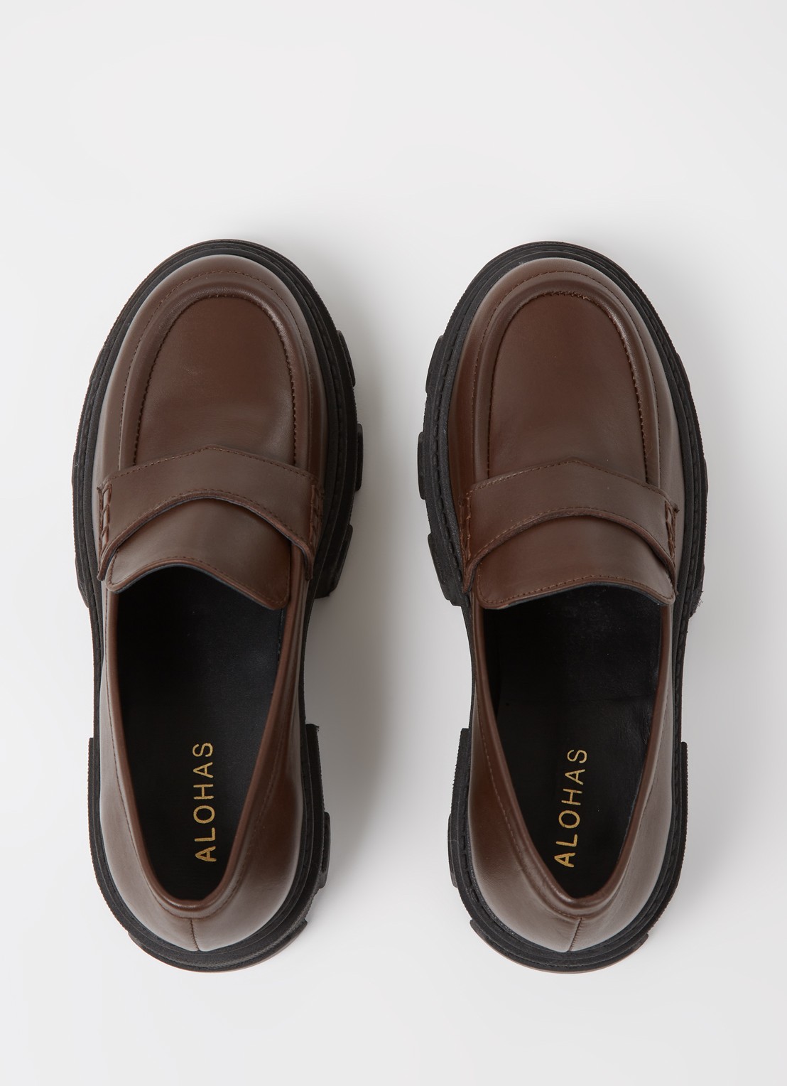 ALOHAS Trailblazer Chunky loafer van leer - detail 3 donkerbruin