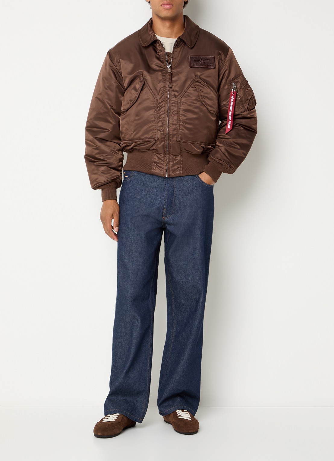 Alpha Industries CWU-45P Heritage gewatteerd bomberjack met opgestikte zakken - voorkant 4 bruin