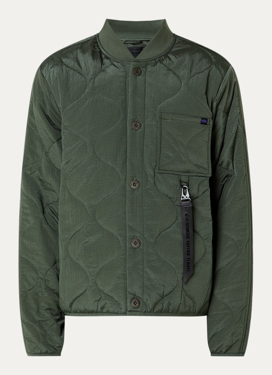 Alpha Industries CWU-9 gewatteerde jack met borstzak - voorkant mosgroen