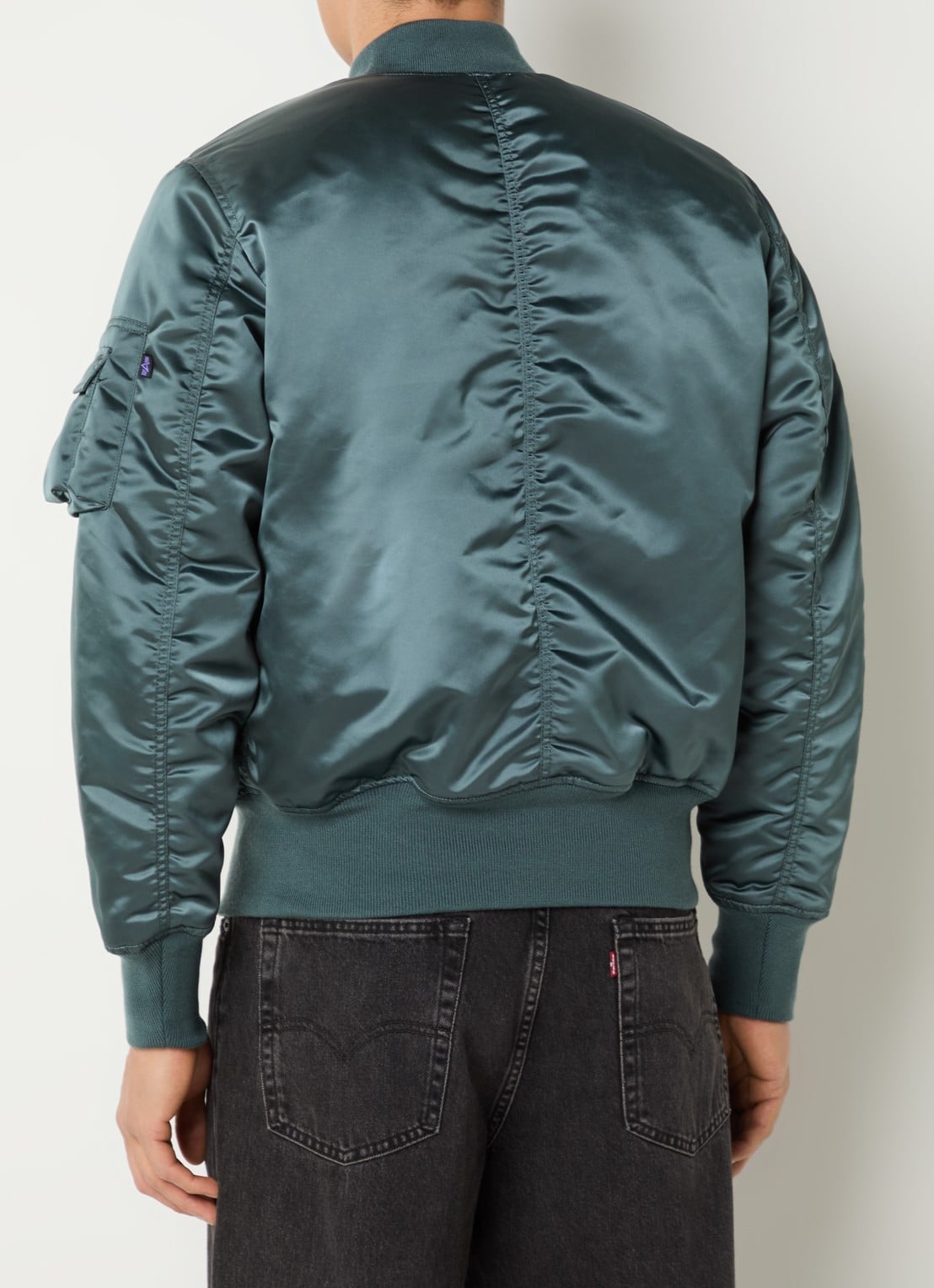 Alpha Industries MA-1 Base Flight reversible gewatteerd bomberjack met steekzakken - achterkant 4 petrol