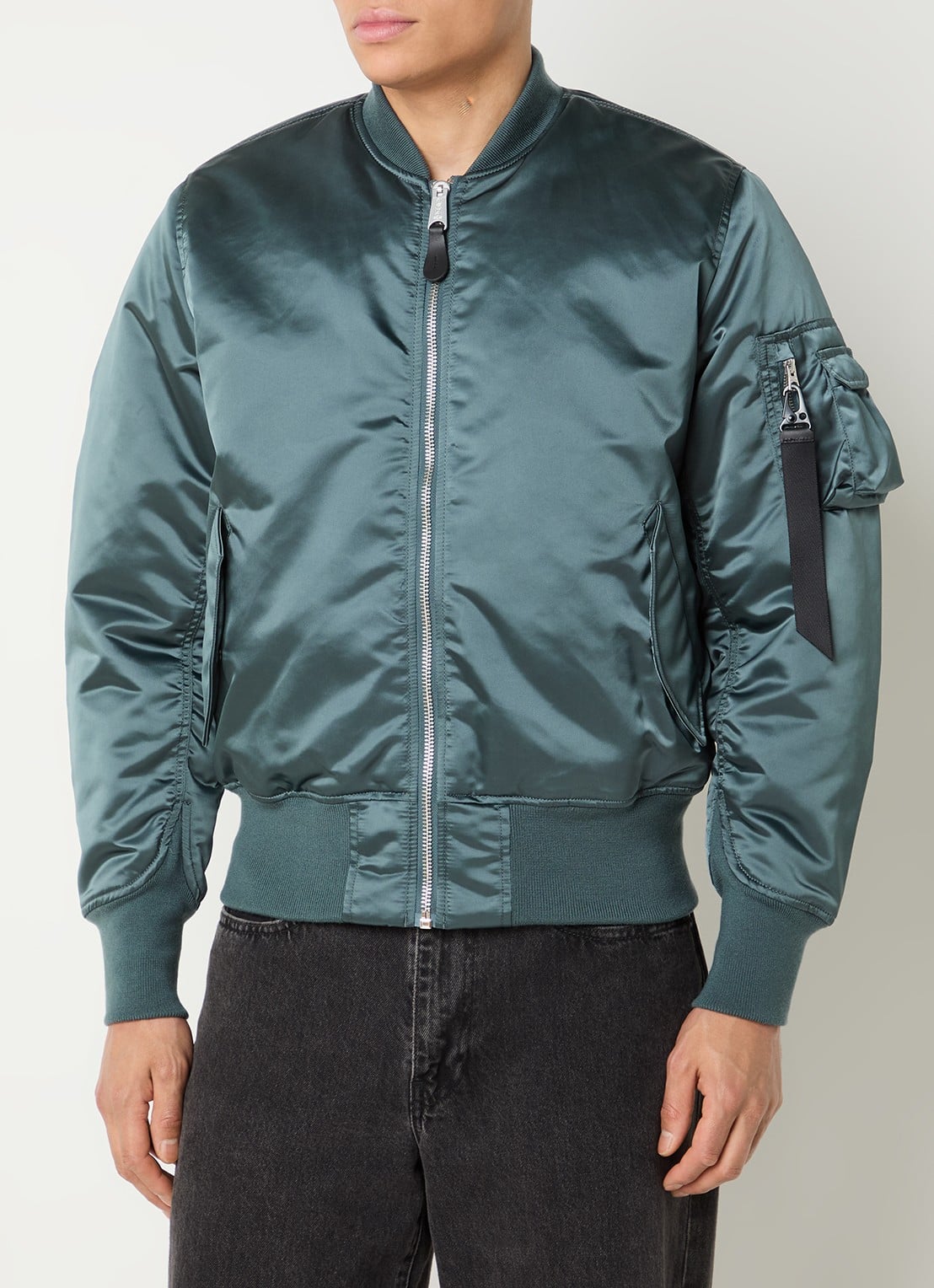 Alpha Industries MA-1 Base Flight reversible gewatteerd bomberjack met steekzakken - detail 5 petrol