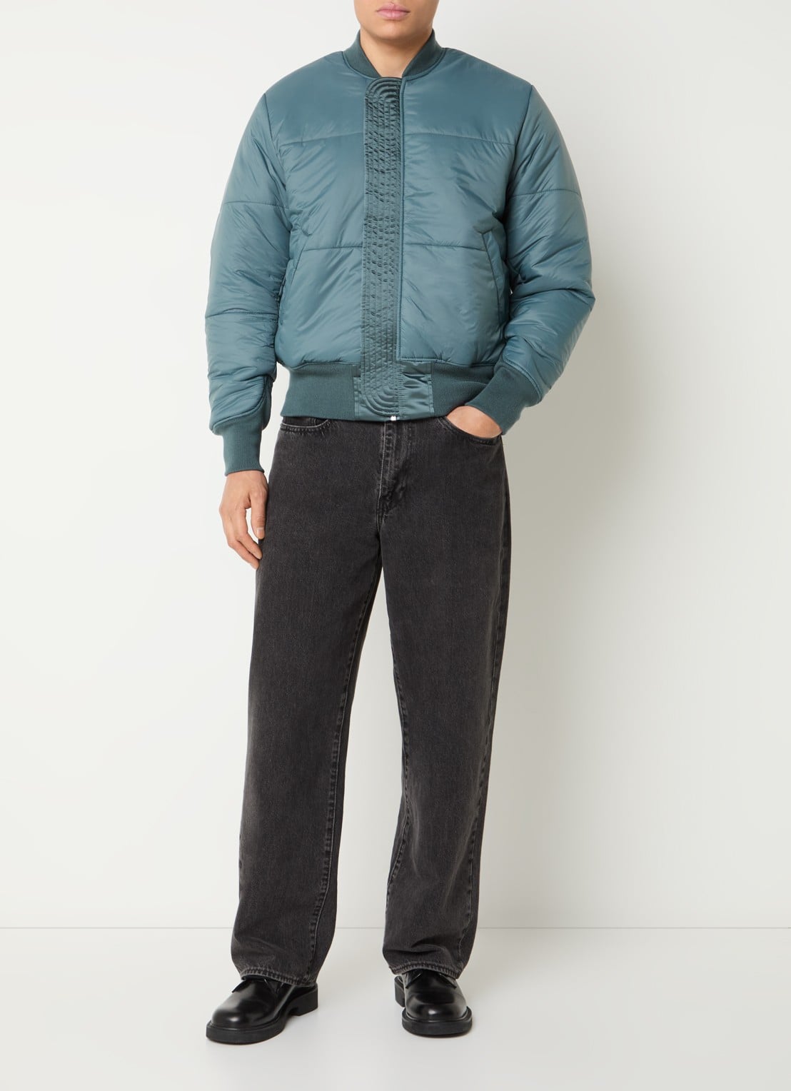 Alpha Industries MA-1 Base Flight reversible gewatteerd bomberjack met steekzakken - voorkant 2 petrol