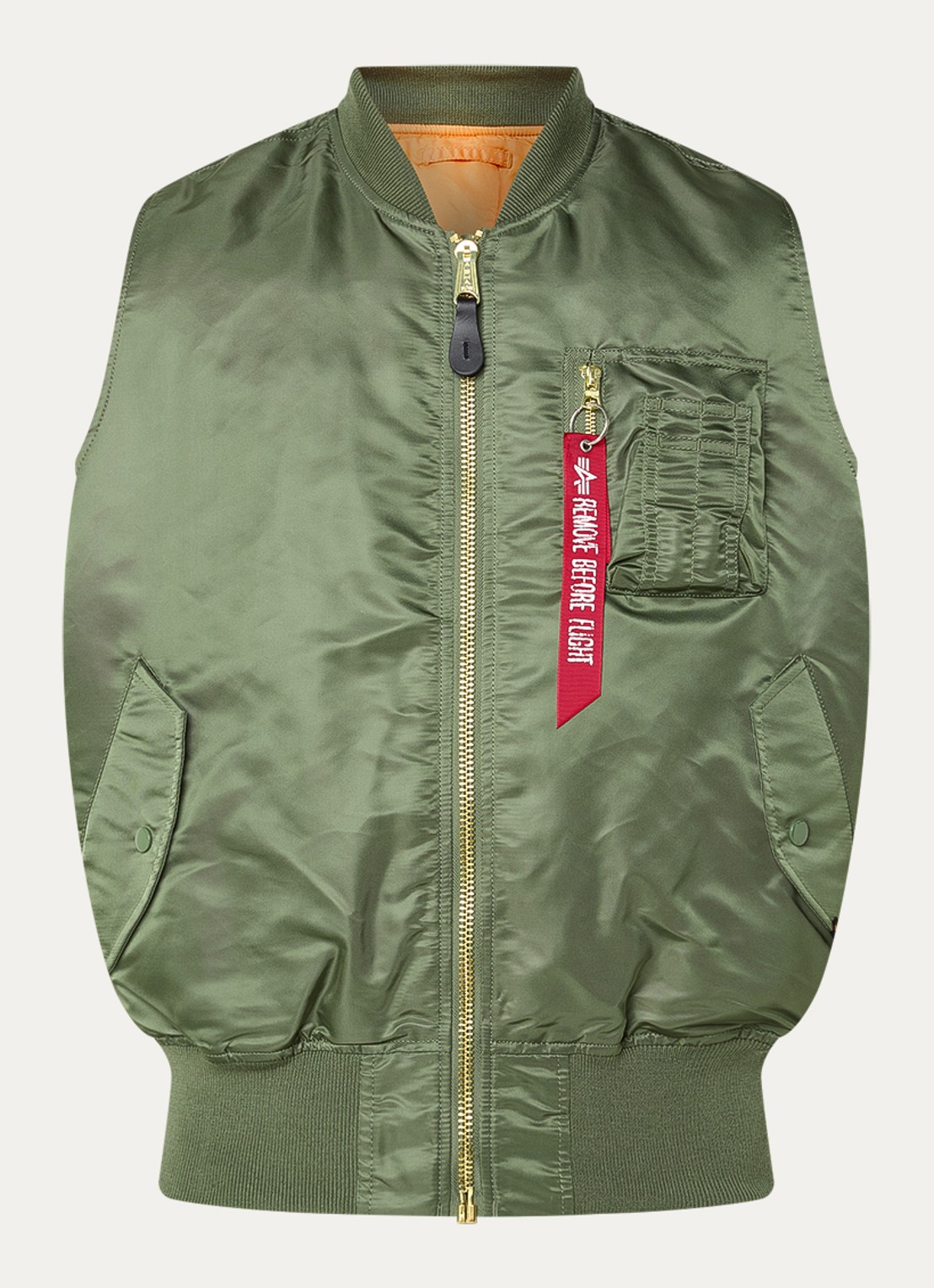 Alpha Industries Ma-1 bodywarmer met klepzakken - voorkant 2 legergroen