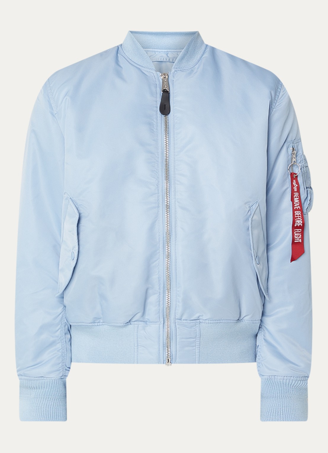 Alpha Industries MA-1 gewatteerd bomberjack met klepzakken - voorkant lichtblauw