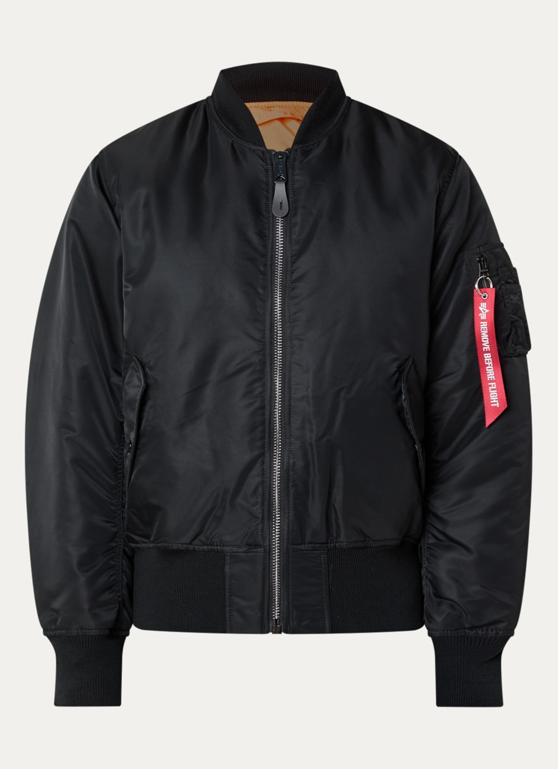 Alpha Industries MA-1 Heritage reversible gewatteerd bomberjack met klepzakken - voorkant 3 zwart