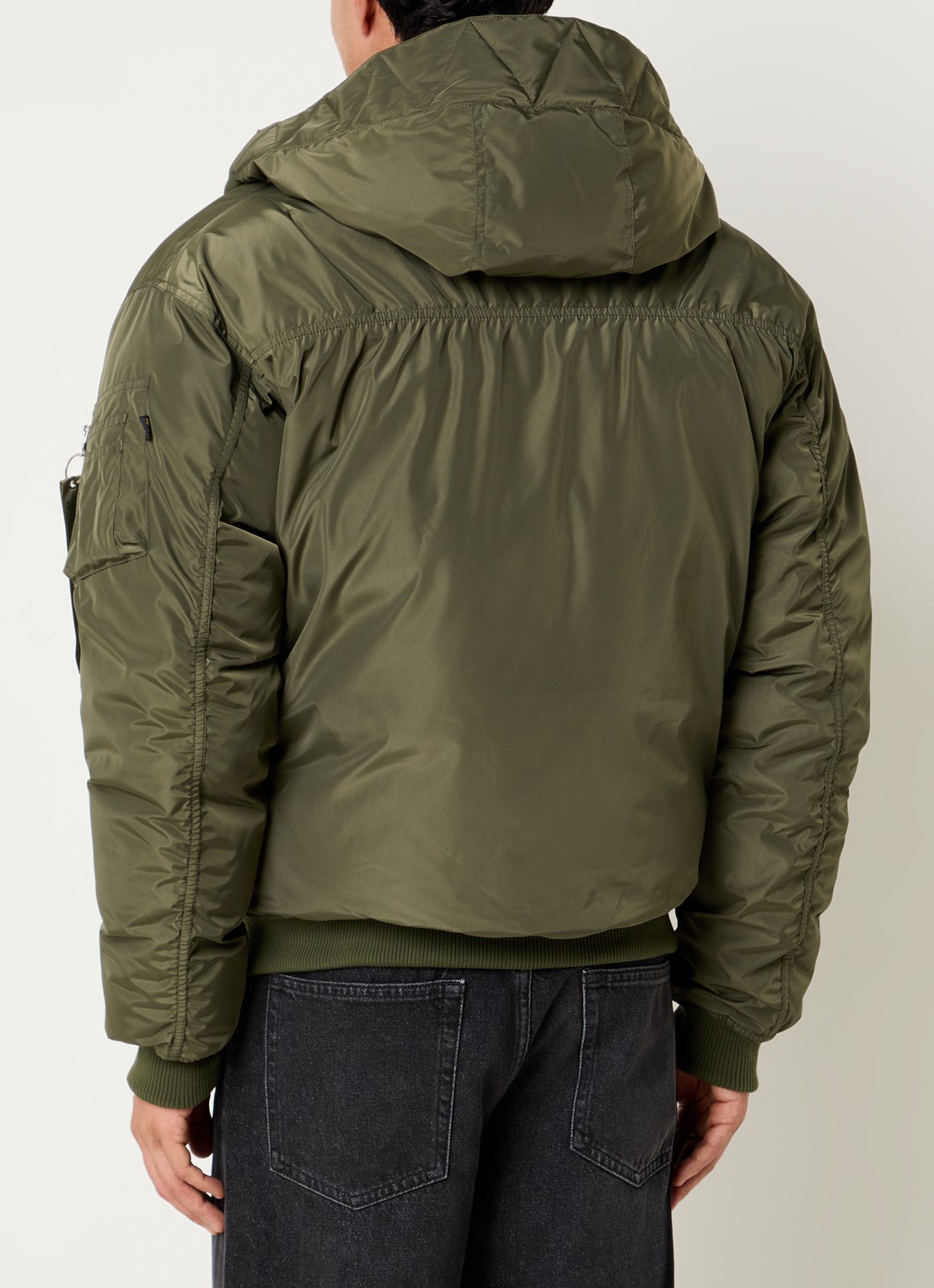 Alpha Industries MA-1 tafeta bomberjack met capuchon - achterkant olijfgroen
