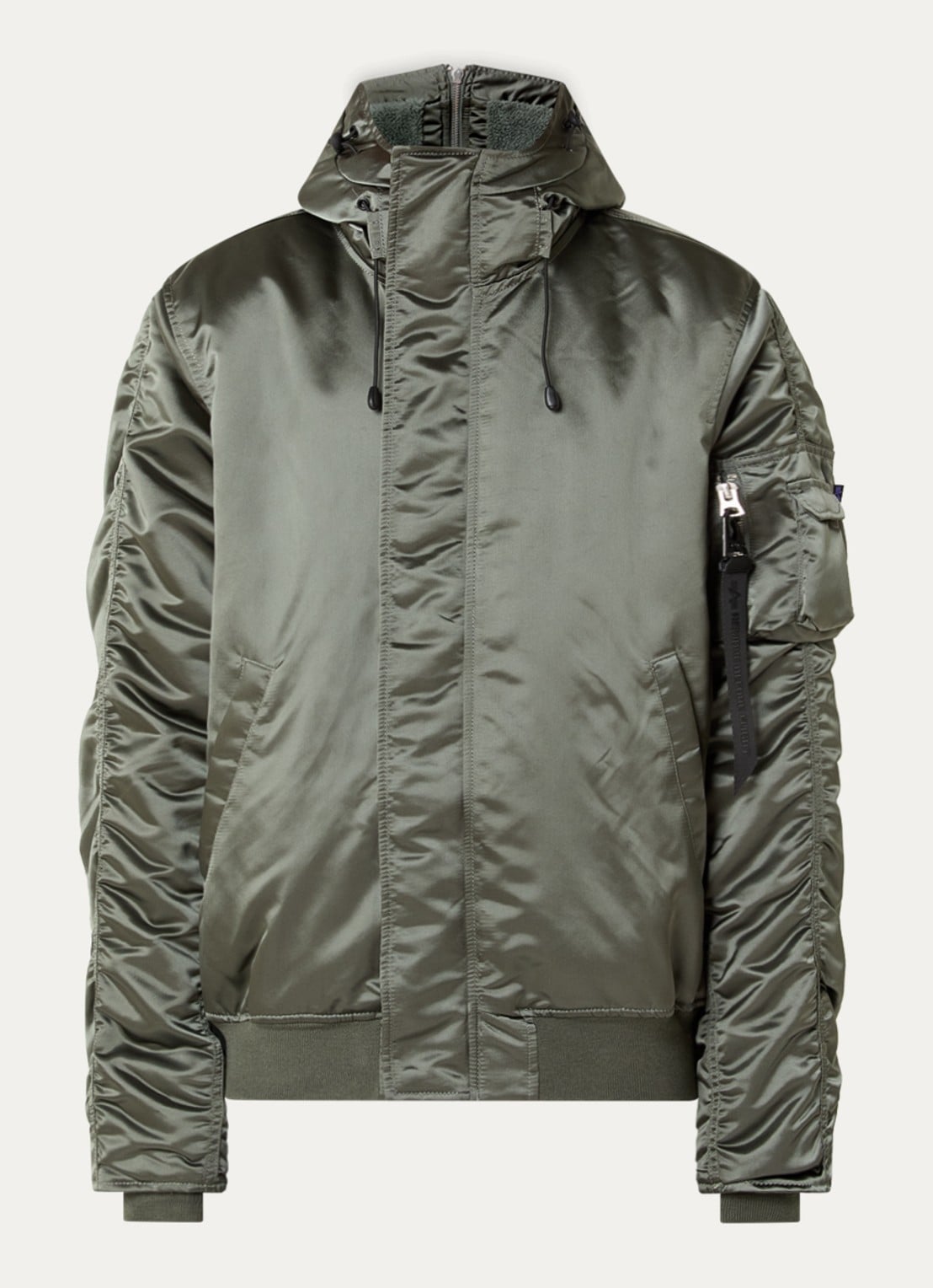 Alpha Industries N-2B Base UV gewatteerd bomberjack met ruches - voorkant 4 mosgroen