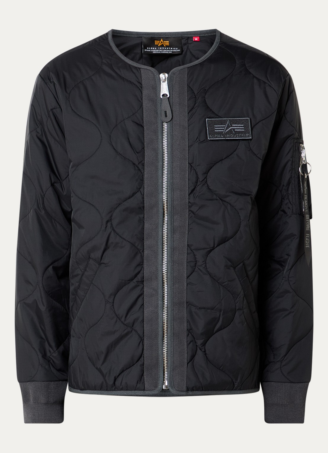 Alpha Industries Q-1 gewatteerd jack met steekzakken - voorkant 3 zwart