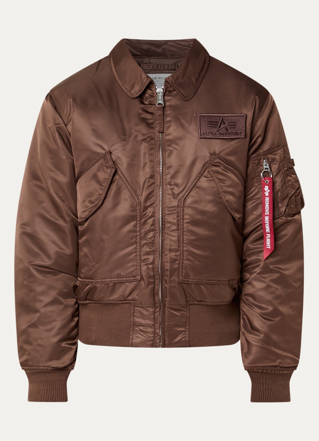 Alpha Studio CWU-45P Heritage gewatteerd bomberjack met opgestikte zakken - voorkant 2 bruin