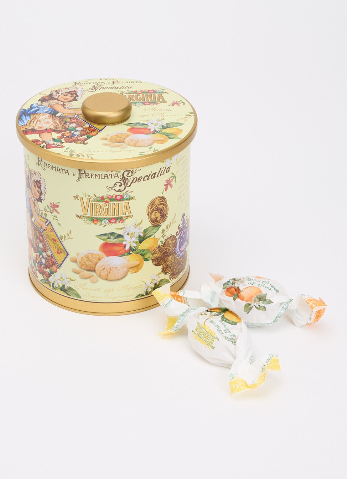 Amaretti Virginia Virginia Citrusvruchten Amaretti koekjes in blik 220 gram - voorkant 2 undefined