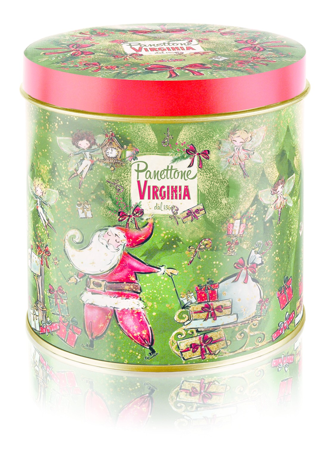 Amaretti Virginia Virginia Panettone Tradizionale Alto in blik 1000 gram - voorkant beige
