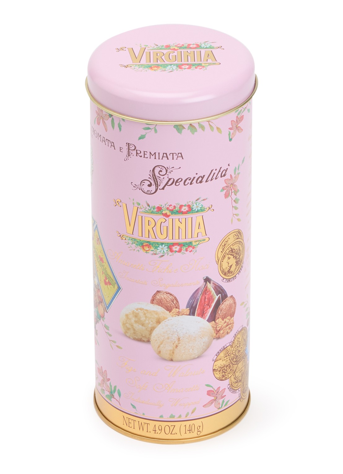 Amaretti Virginia Virginia vijg/walnoot amaretti koekjes in blik 140 gram - voorkant undefined