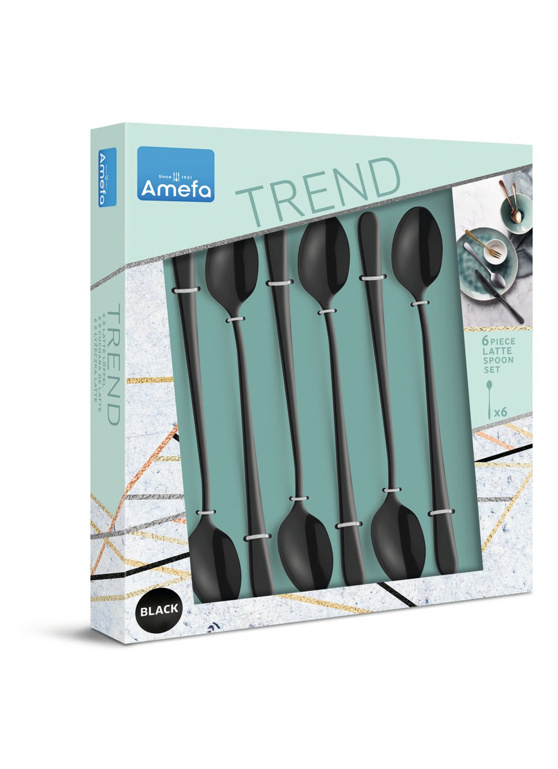 Amefa Trend ijslepel set van 6 - voorkant 2 zwart