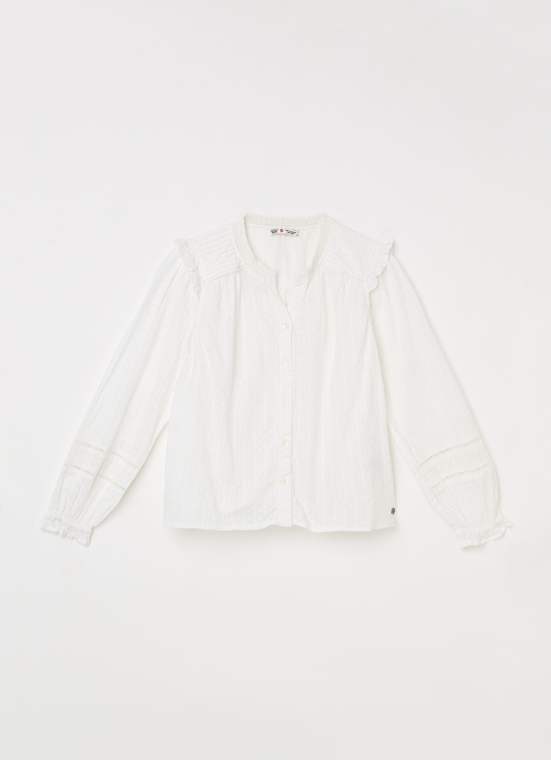 America Today Bowie blouse met structuur - voorkant 2 gebroken wit